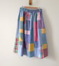 Upcycled Cotton Patchwork Skirt, Elasticated Waist Gathered Skirt