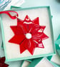 Fused Glass Poinsettia Christmas Decoration - Red
