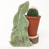 Ceramic Moon Gazing Hare Pottery Hare decoration natural clay rabbit