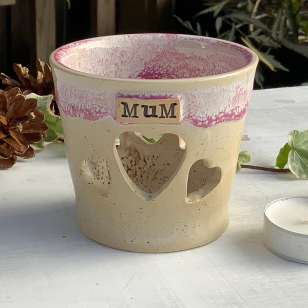 Mum Heart Tealight Holder