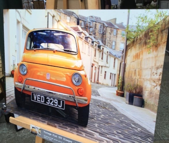 FIAT 500, GLASGOW Premium large high definition print on aluminium 