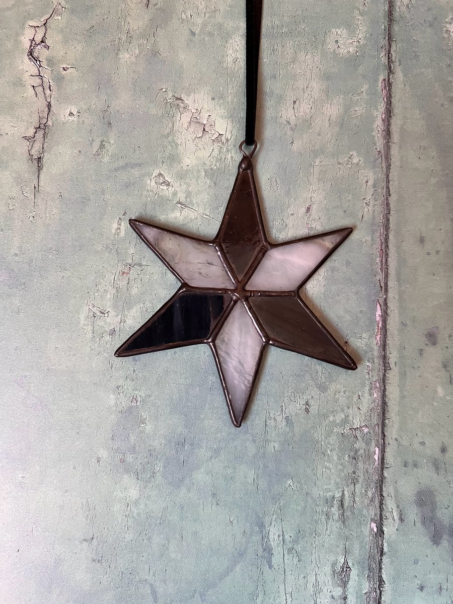 Black and white stained glass humbug Christmas star