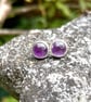 Pale Amethyst stud earrings sterling silver, gemstone studs - Image 3