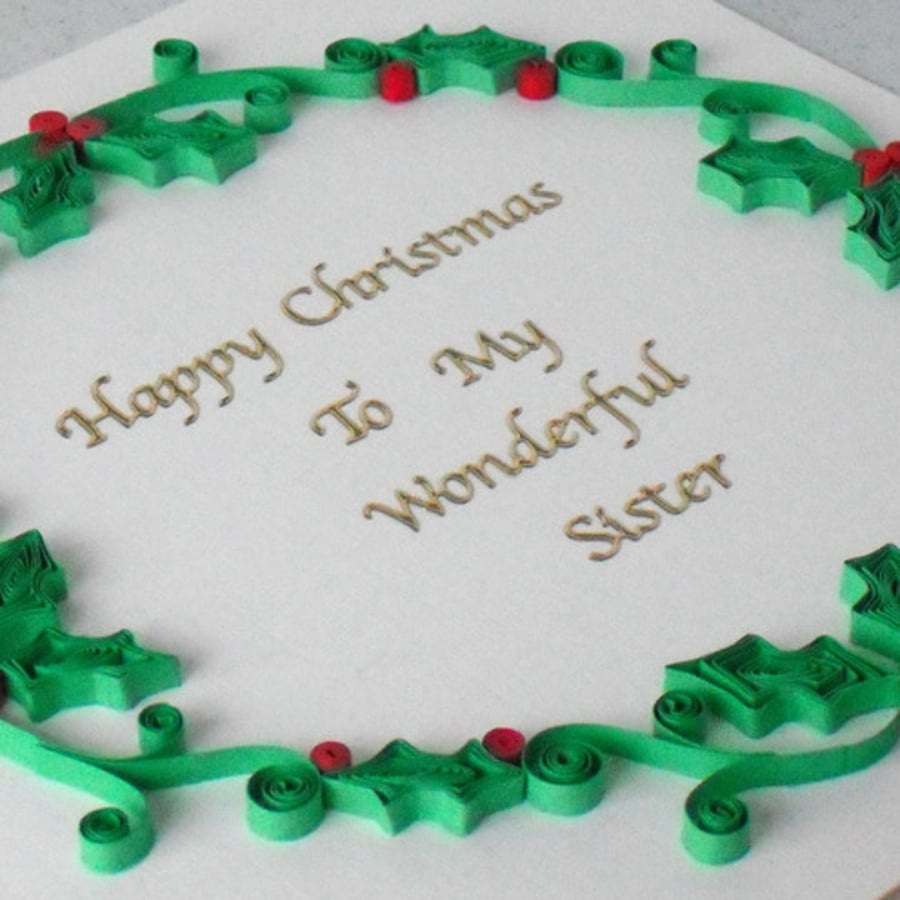 Quilled Christmas card, sister, handmade, paper quilling