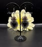 Gothic Heart Earrings with Cross charm- Victorian Black Heart Earring - Handmade