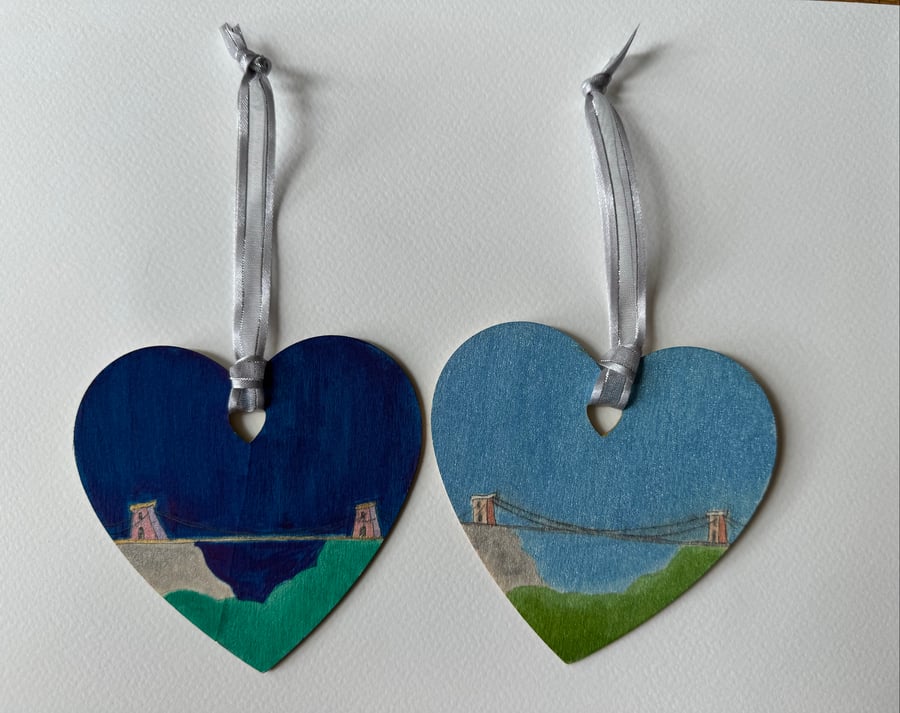 Clifton Suspension Bridge Day and Night Watercolours Pair