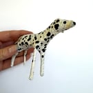 Wonky Paper Dalmatian Ornament, Handmade Animal Book Sculpture Art, Cute Dog Pet