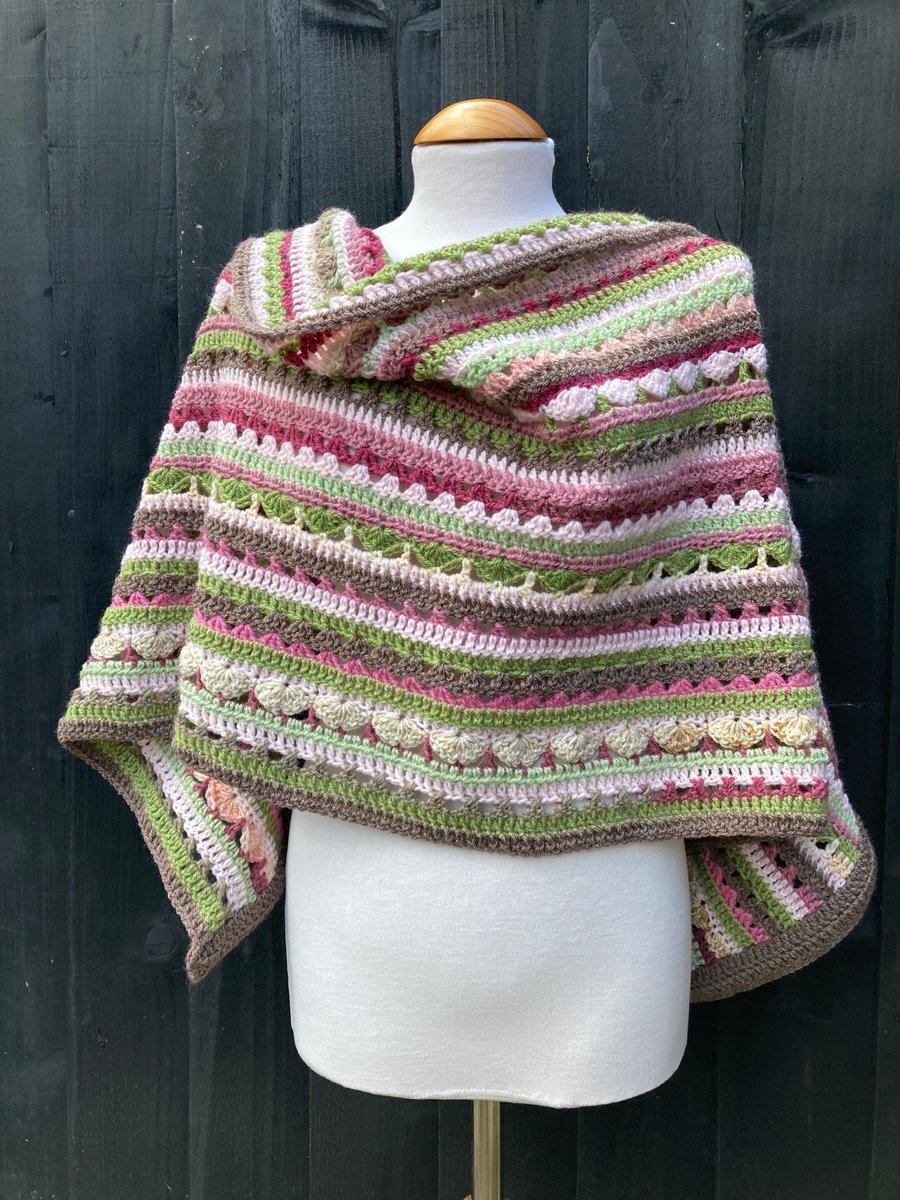 Multi Colour Spring Blooming Meadow rectangular hand crafted shawl 