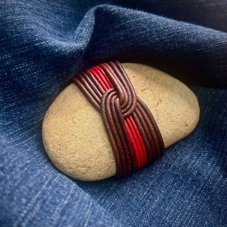 Meditation Stone, Sussex Coast Pebble, Leather Wrapped Rock, Japanese Zen Stone