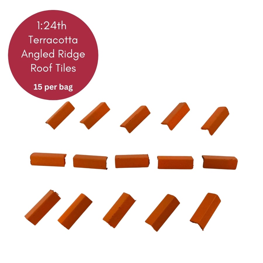 1:24th Scale Miniature Model Doll house Angled Ridge Roof Tiles Trim Terracotta