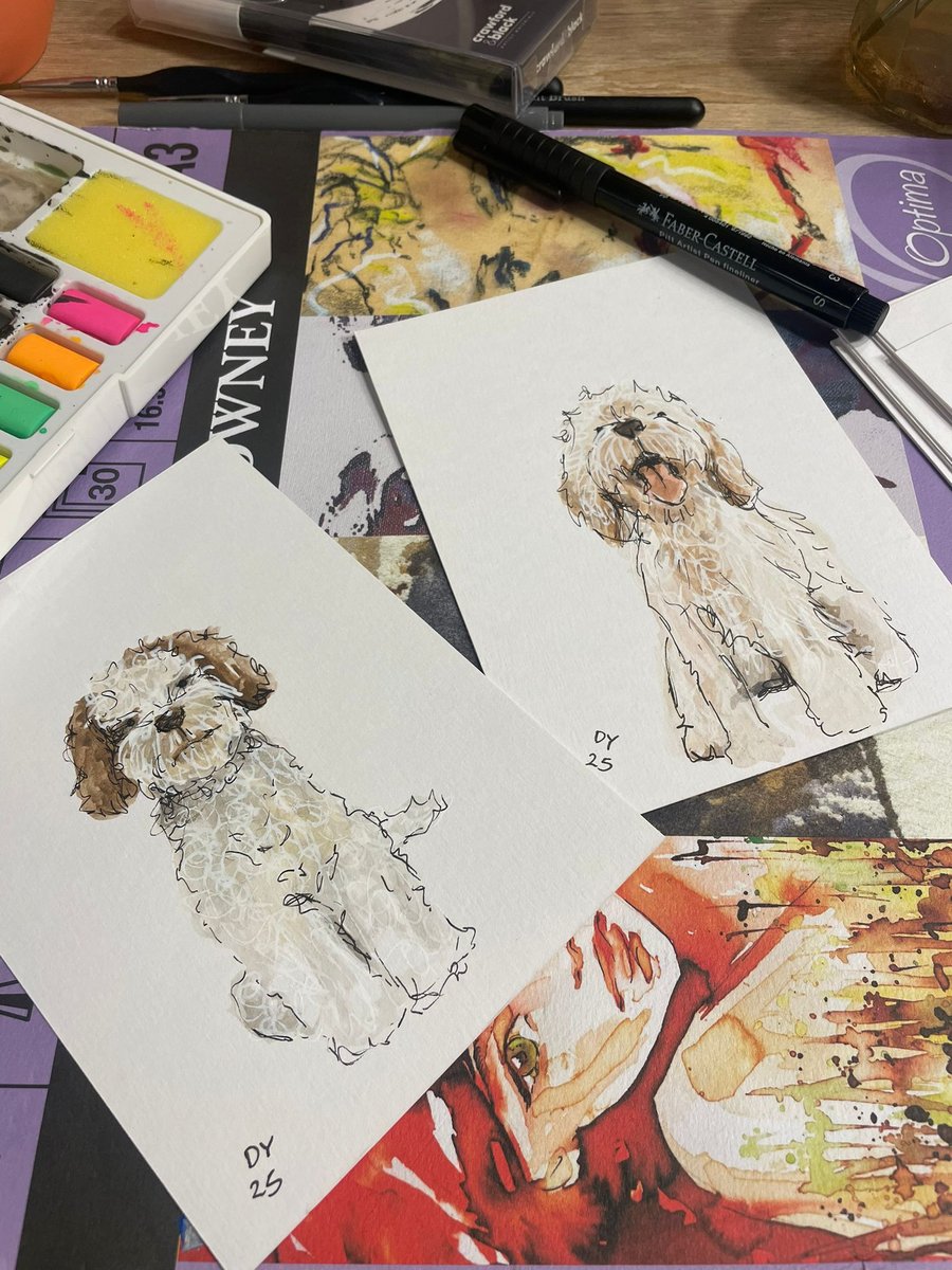 Dotts Doodle A6 sketchbook style Pet portrait