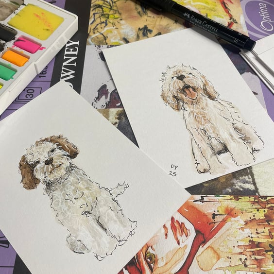 Dotts Doodle A6 sketchbook style Pet portrait
