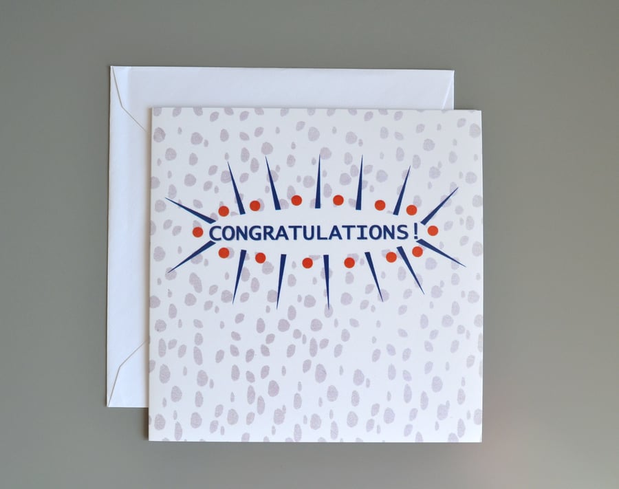 Congratulations card with a taupe dalmatian spot background