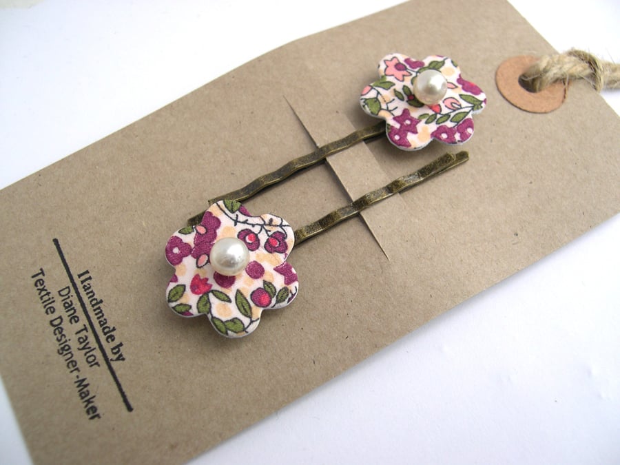 Hardened  Fabric Flower Hairclips