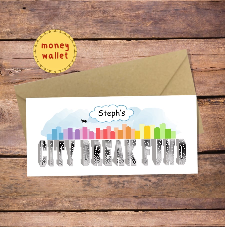City Break Fund Money Wallet Card - cash gift envelope