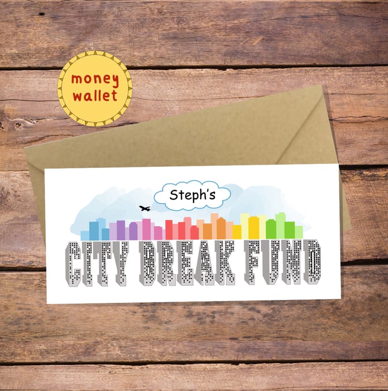 City Break Fund Money Wallet Card - cash gift envelope
