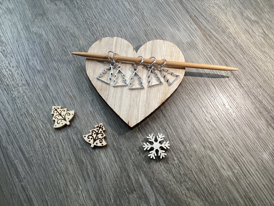 Christmas Tree Stitch Markers (set of 5)