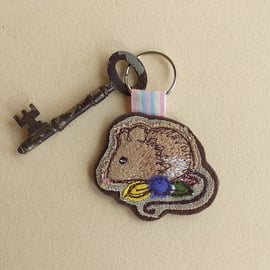 Keyring with Embroidered Mouse