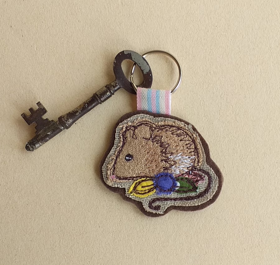 Keyring with Embroidered Mouse