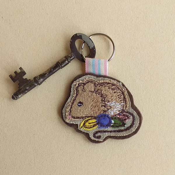 Keyring with Embroidered Mouse