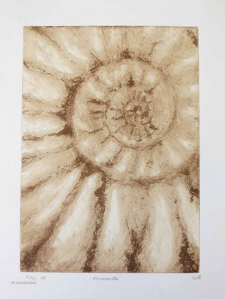 Original solar ammonite fossil etching no.4 in a limited edition of 95