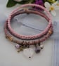 Sari bangle charm bracelet set with rose quartz heart in heather  - Image 4