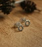Handmade Silver Flower Stud Earrings - Image 2