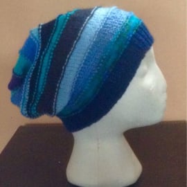 Blue Striped Beanie Hat