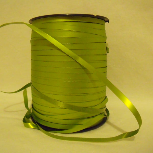 huge roll of green metallic floristry ribbon, 5mm wide, 250 metre roll