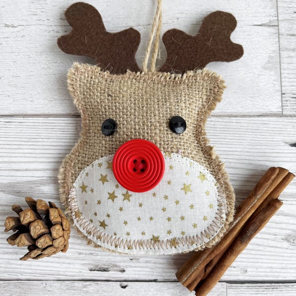 Rustic Reindeer Hanging Christmas Decoration