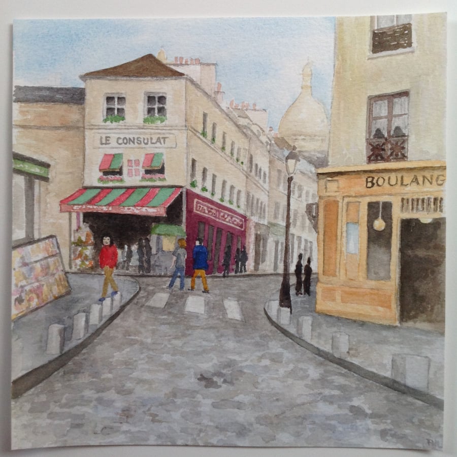 'Sightseeing in Paris' original watercolour painting