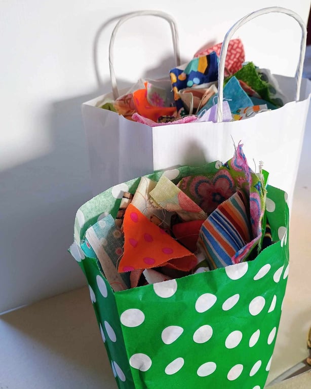 Fabric Crumbs Scrap Bag - Kids theme Quilting Cotton - Zero Waste