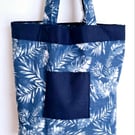 Blue and white tote bag 