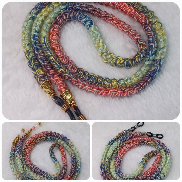 Crochet summer colours cord for glasses, sunglasses chain, reading glasses strap