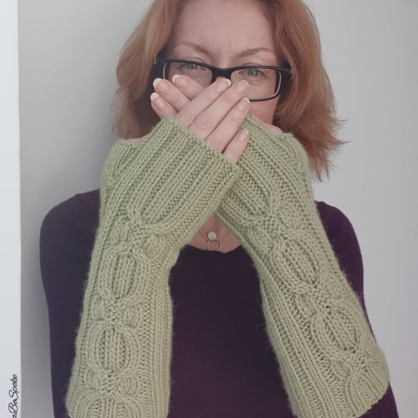 Hand knitted mittens, Women fingerless gloves, Alpaca mittens, Gift for her