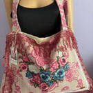 Beautiful pink patterned bohemian hippie tote bag