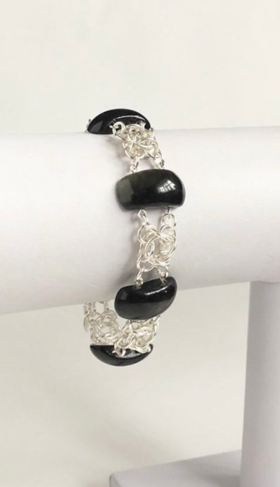 Black Obsidian Chainmaille Bracelet 