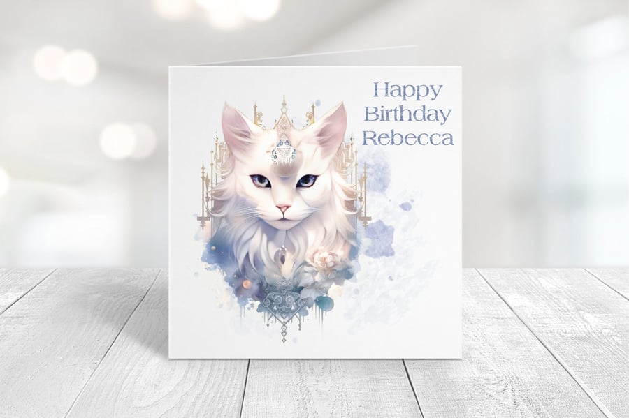 Personalised Fantasy Cats Birthday Card Design 9