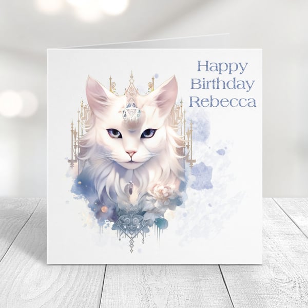 Personalised Fantasy Cats Birthday Card Design 9