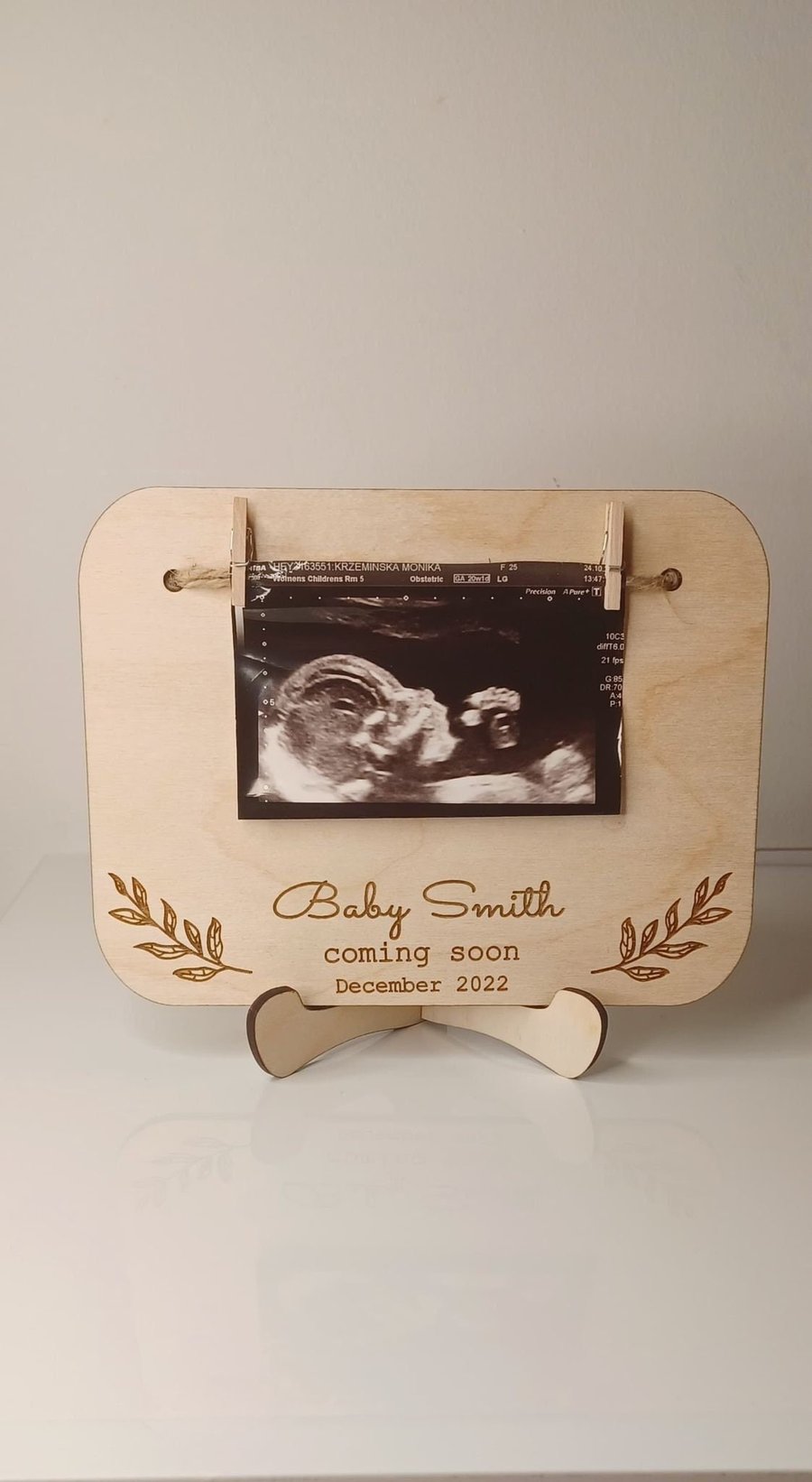 Baby Pregnancy Announcement Sign, Baby Scan Wooden Sign, Due Date, Coming Soon 