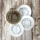 Pack of personalised Christmas embroidery wreaths with custom initials