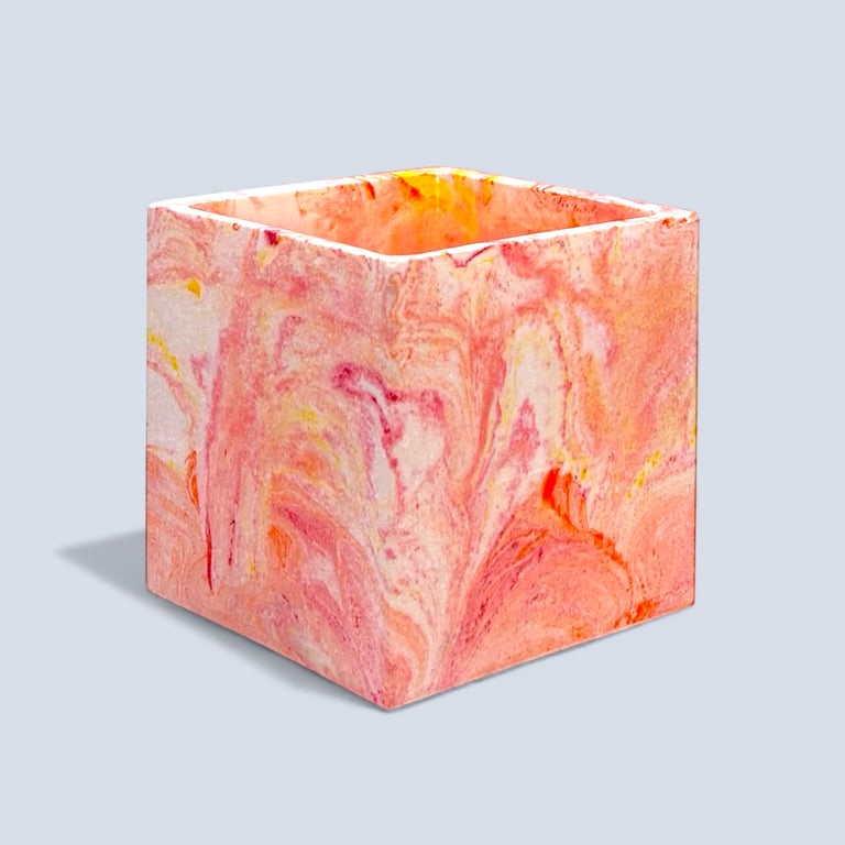 Medium Square Sunrise Marbled Plant Pot 10 cm Indoor Planter