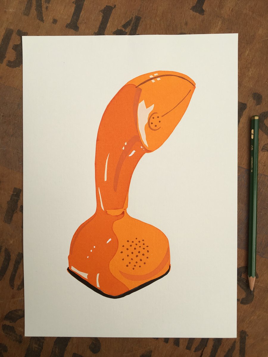 Orange Ericofon - Handmade Silkscreen Print