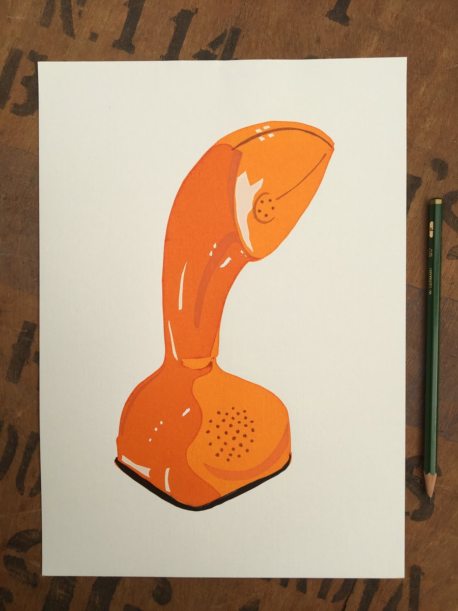 Orange Ericofon - Handmade Silkscreen Print