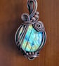 Natural Large Labradorite & Copper Pendant Necklace Gift Crystal Jewellery - Image 4