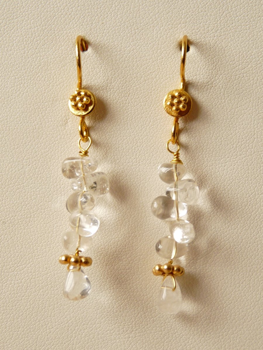 Light Lemon Quartz Drop Earrings - Genuine Gemstone