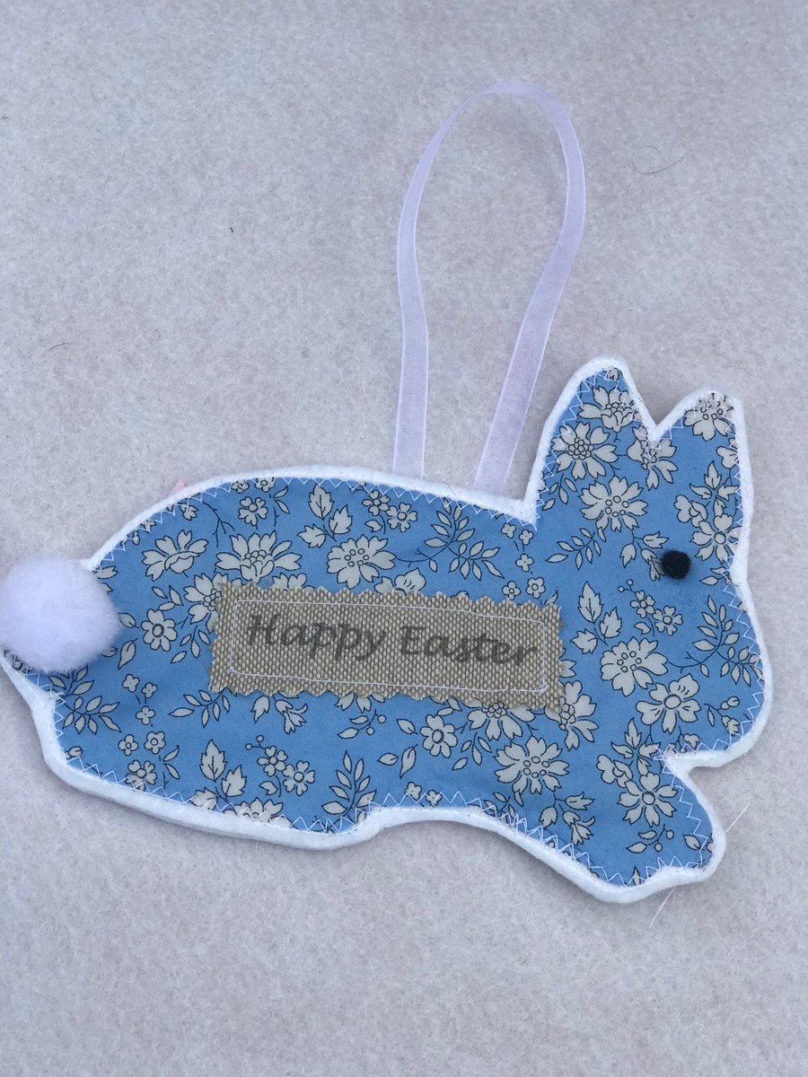 Easter Bunny Rabbit Liberty Fabric and Felt Hanging Decoration 