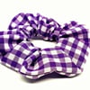 Gingham print hair scrunchie handmade hair elastic.