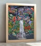Textile landscape - needlework - Scotland - framed - Glen Isla - Image 5