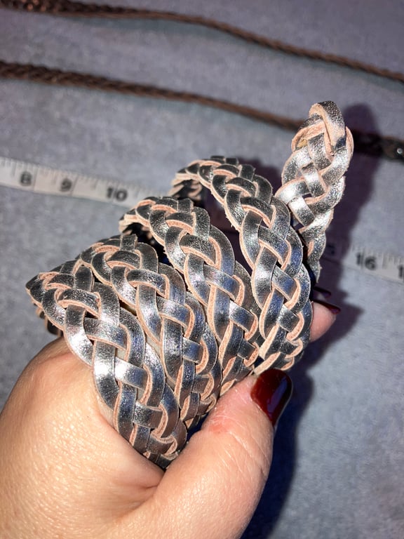 Bundle of 3 Silver Leather Plaited Belt Blanks (Free Shipping)